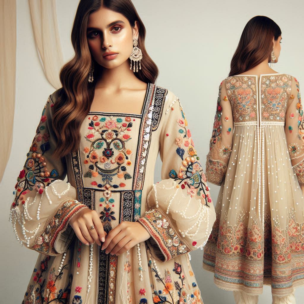 Vibrant floral embroidery